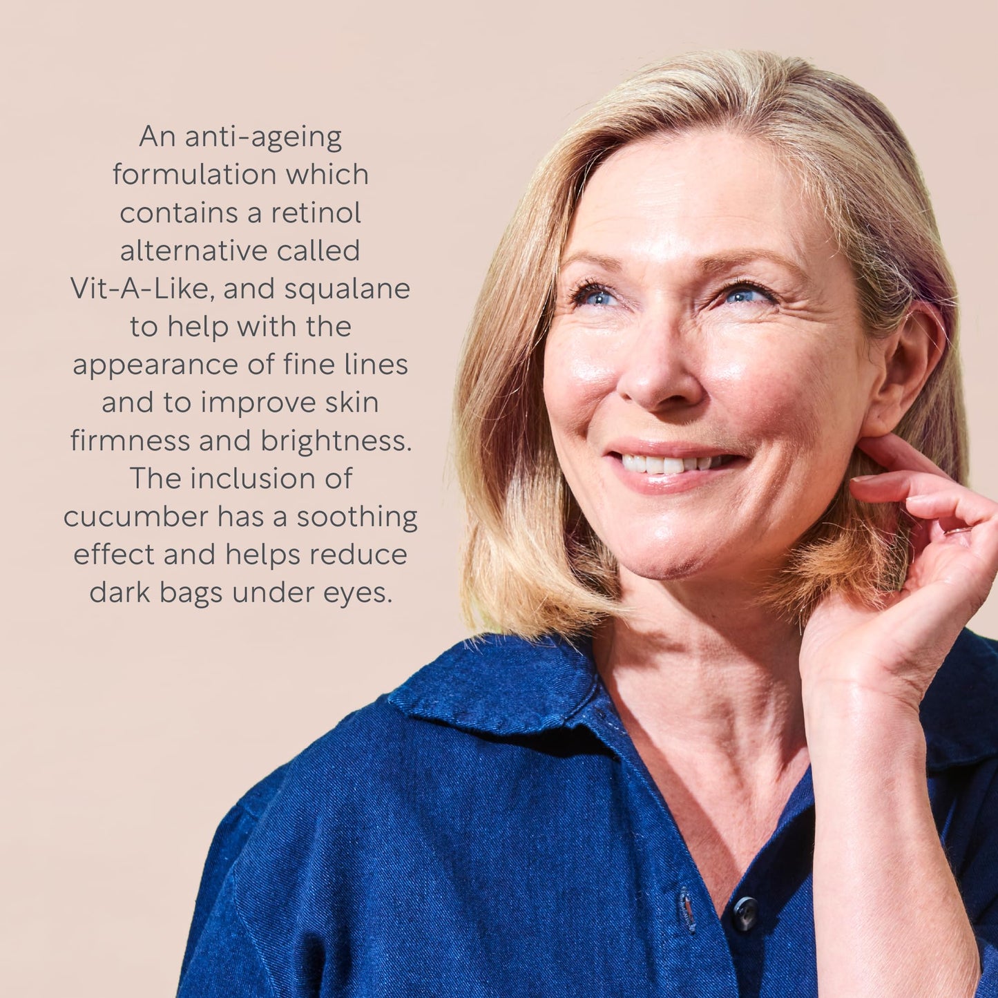 Lucy Bee Anti-Ageing Eye Cream with Vegan Retinol Alternative, Firms, Brightens, Conditions & Soothes Sensitive Skin, Helps with Dark Circles, Puffiness & Fine Lines, Pregnancy Safe, Organic, 18ml