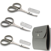 Pafason PAFASON Stainless Steel Mustache Beard Facial Nose Hair Trimming Scissor Set with Safety Cover and Leather Pouch