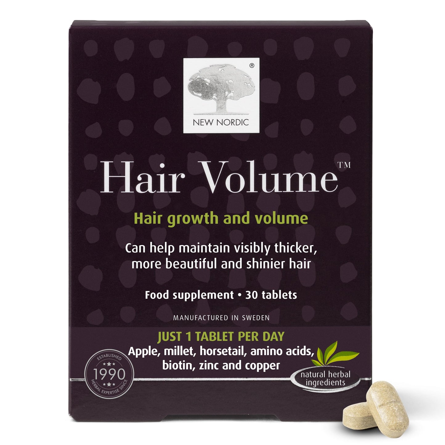New Nordic Ltd New Nordic Hair Volume Menopause, Supports Healthy Growth, Extra Strength 3000mcg Biotin, Vitamins B6 & B12, 30 Tablets