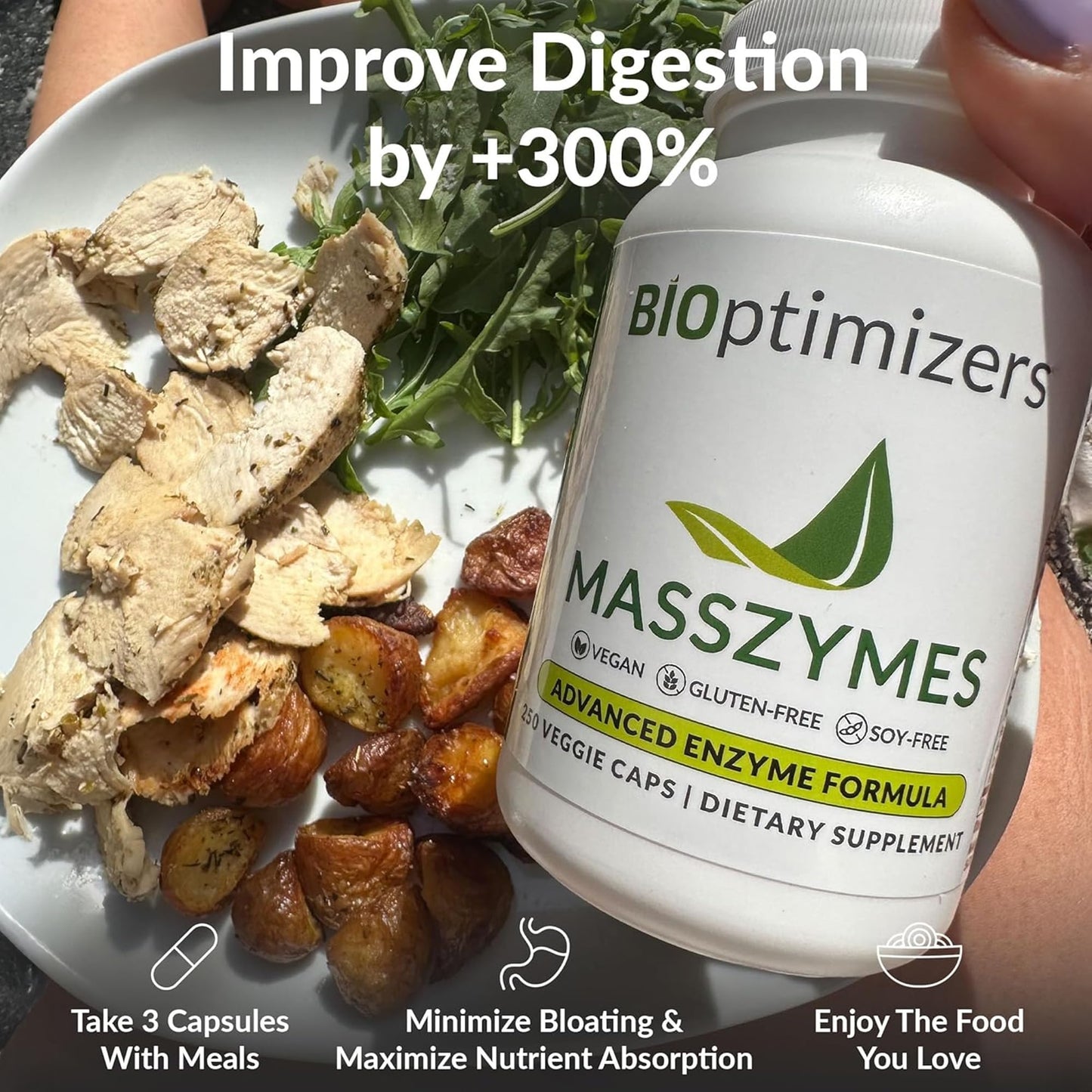 BIOptimizers BiOptimizers MassZymes | Digestive Enzyme Supplement | 120 Capsules