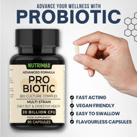 NutriMali Probiotics – Advanced Bio Culture Complex | 20 Billion CFU – 15 Strain Daily Gut & Digestive Health Supplement | 3 Month Supply – 90 Vegan Capsules | Ideal with Prebiotics – Made in UK