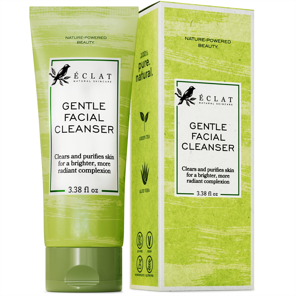 Eclat Skincare Tea Tree Gentle Facial Cleanser, All Natural Simple Face Wash with Aloe Vera, Clarifying & Deep Cleansing Foaming Facial Wash, Oily Skin Facial Cleanser, Facial Wash for Women Anti Aging