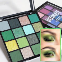 LYNTYAOU Green Eyeshadow Palette Make-Up Palettes, Matte Eye Shadow Pallets for Women, Gothic Cool Girl Matte Make Up, Shimmering Glitter Eyeshadows 16 Colour Waterproof Long Lasting Highly Pigmented