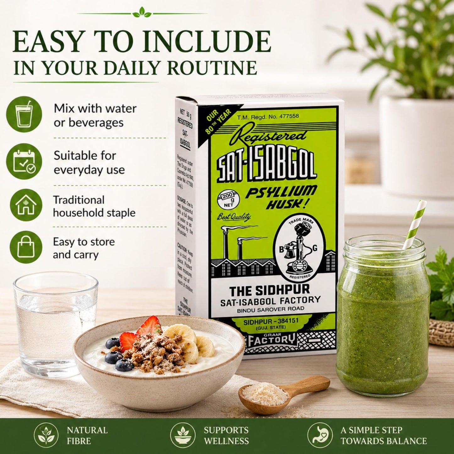 GEMERIC Sat-Isabgol (Psyllium Husk) 100g (Pack of 3)
