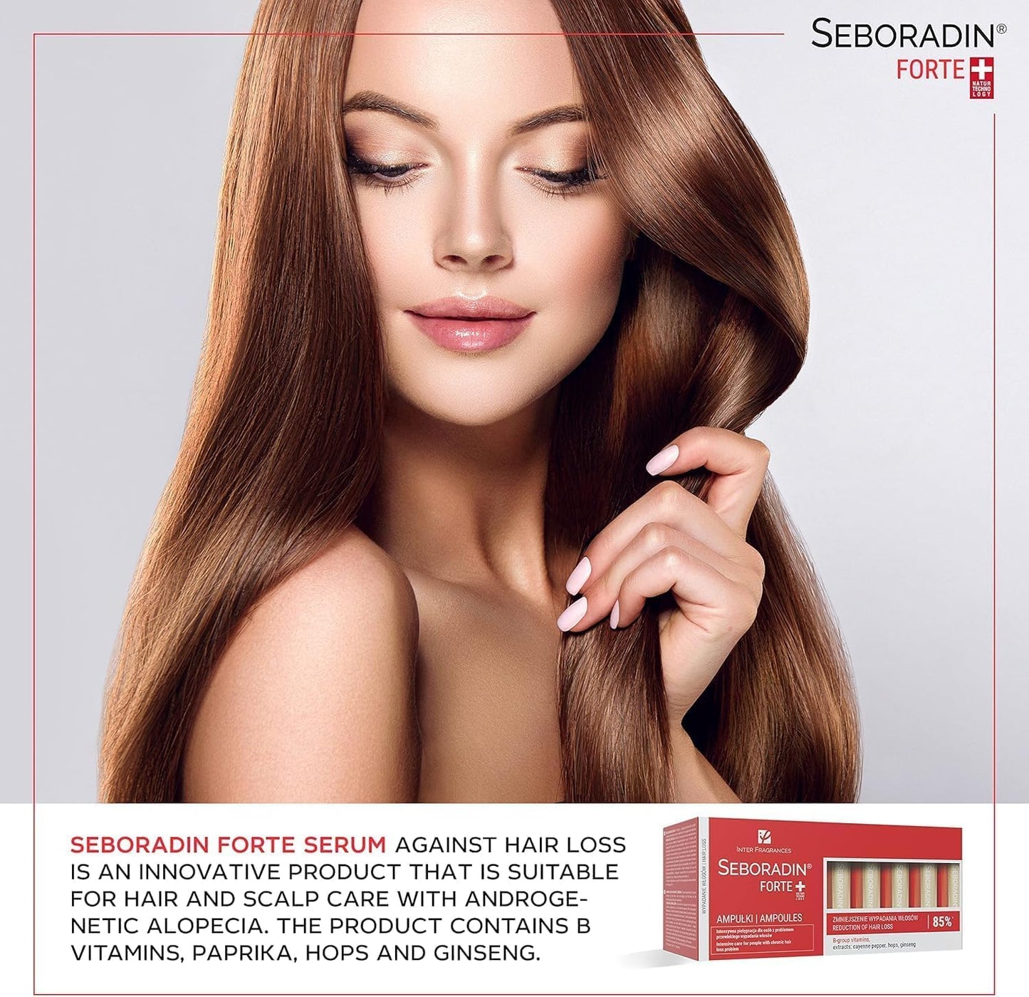SEBORADIN Seboradin Forte Hair Growth Serum Ampoules 14 x 5,5 ml Anti Hair Loss Serum Chronic Hair Loss and Thinning Treatment Natural Extracts and Vitamins Hair & Scalp Treatment Hair Care & Products