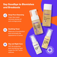 Dermz Acne Treatment - Acne Cream, SPF Face Protection, Face wash & Toner - Set of 4