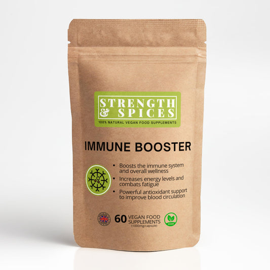 STRENGTH & SPICES100% Natural Vegan Food Supplements Strength & Spices Immune System Booster, Turmeric and Black Pepper with Moringa Powder, and Maca, Antioxidant-Rich Blend to Improve Immune Functions and Overall Wellness, 1000mg, 60 Capsules, Refill