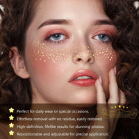 AmiCera Glitter Freckles Face Tattoo, 10 Pcs Face Glitter Freckles Gold for Kids Women, Fake Sparkle Temporary Tattoos Stickers for Girls and Adults Festival Makeup Accessories Face Decor