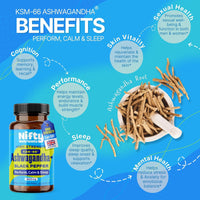 Nifty Nutrients Ashwagandha KSM-66® 1500mg High Strength Capsules | 1 a Day | 90 Capsules 3 Month Supply | Vegan & Black Pepper to Aid Absorption | Made in The UK