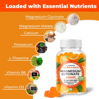 Magnesium Glycinate Gummies for Kids & Adults Women & Men - Sugar Free Gluten Free Non-GMO Vegan Chewable, 60 Count