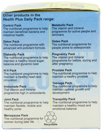 Health Plus Vitality Pack General Well-being and Vitality Multivitamin And Mineral Daily Supplement - 28 Day Supply