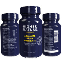 HIGHER NATURE Higher Nature - Advanced Brain Nutrients - Aids Memory & Concentration - Supports Nervous System - Gluten Free - Vegan & Vegetarian - 90 Capsules