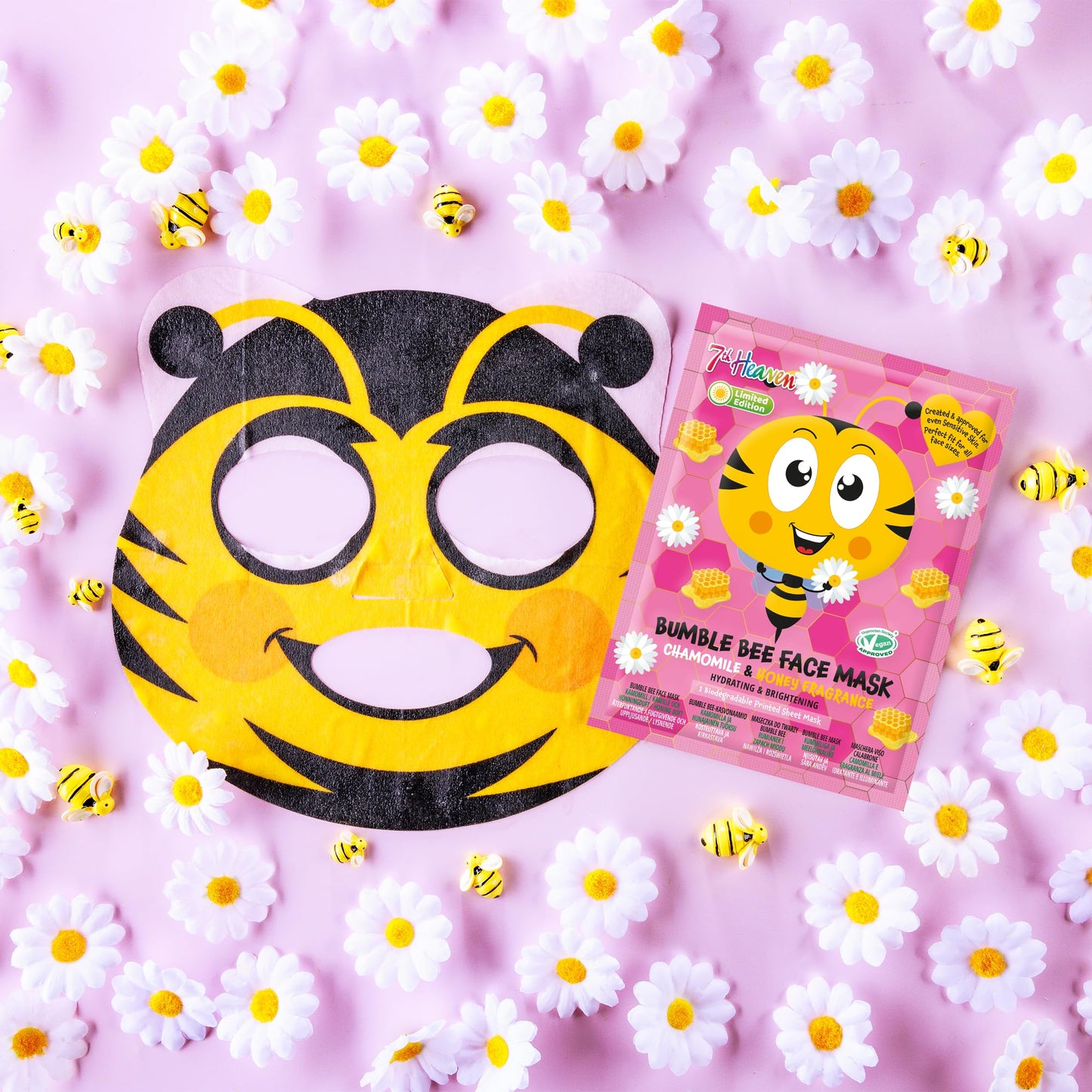 7th Heaven Bumble Bee Face Mask with Chamomile & Honey Fragrance - Hydrating & Brightening