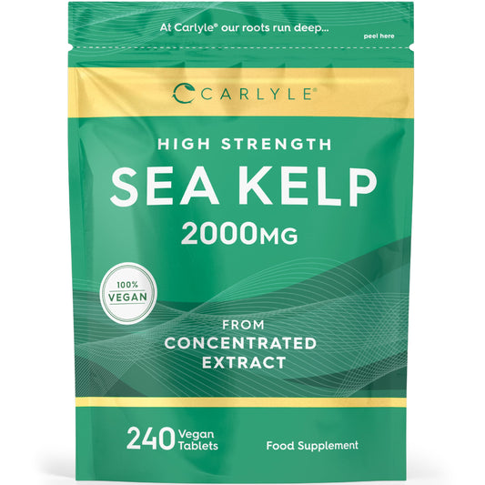 Sea Kelp Tablets 2000mg | 240 Vegan Tablets | High Strength Sea Kelp Supplements for Men & Women | by Carlyle