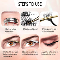 PURELEOR Cluster Lashes DIY Eyelash Extensions Kit with Bond and Seal Lash Applicators Individual Lashes Remover Kit Wispy Fluffy (60pcs 8-16MM)