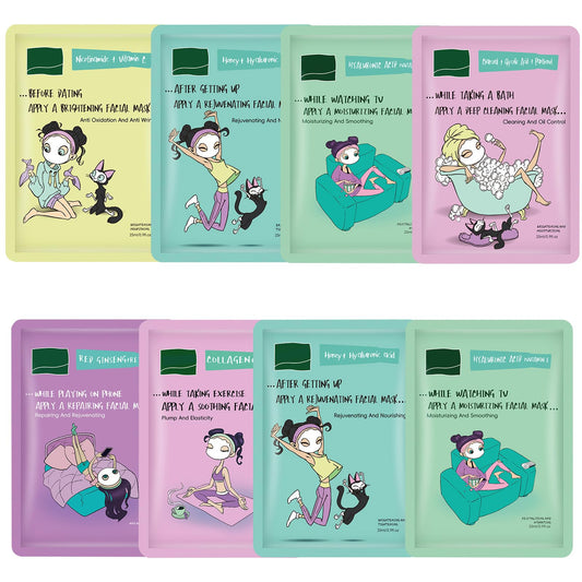 Asheyya 8PCS Kids Face Masks for Girls, Hydrating Nourishing Kids Face Masks for All Skin Types