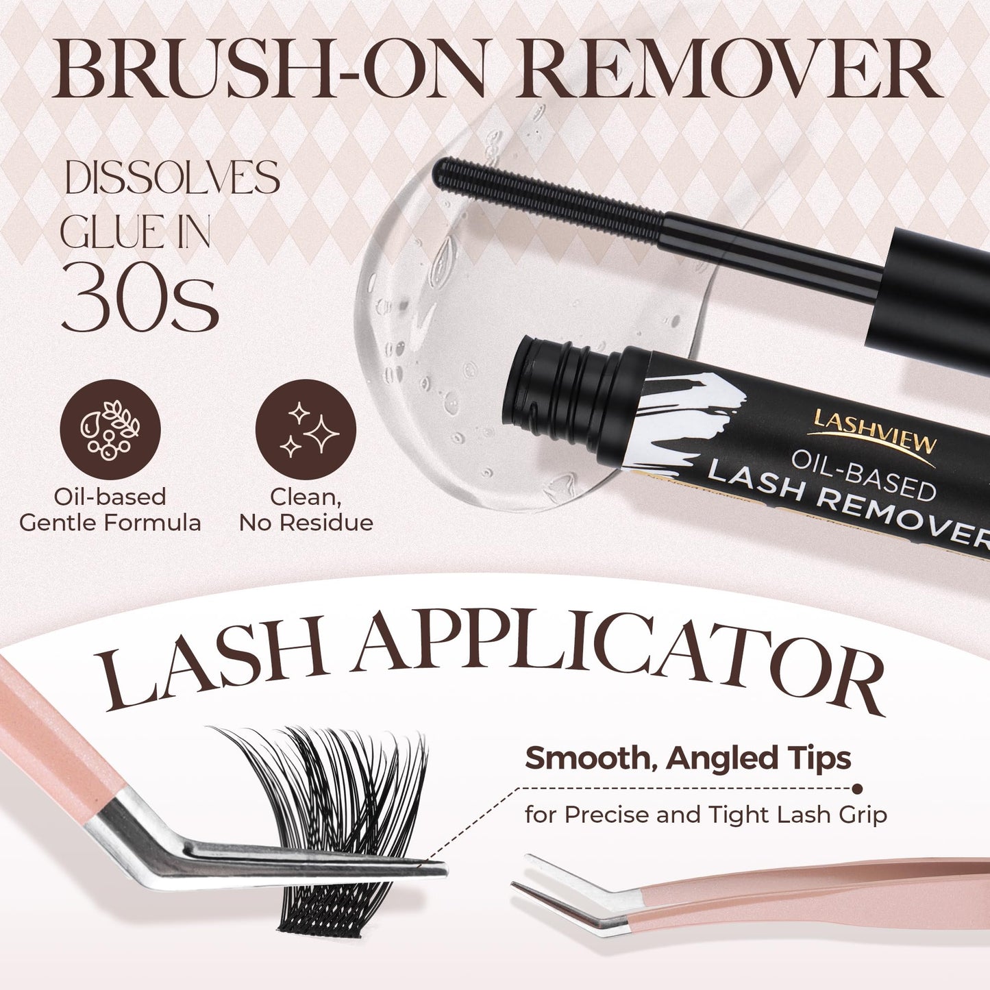 LASHVIEW DIY Lash Extension Kit, 9-16mm Mix D Curl Cluster Eyelash Extension Kit Cluster Lashes with Lash Bond and Seal, Lash Glue Remover and Lash Applicator W50