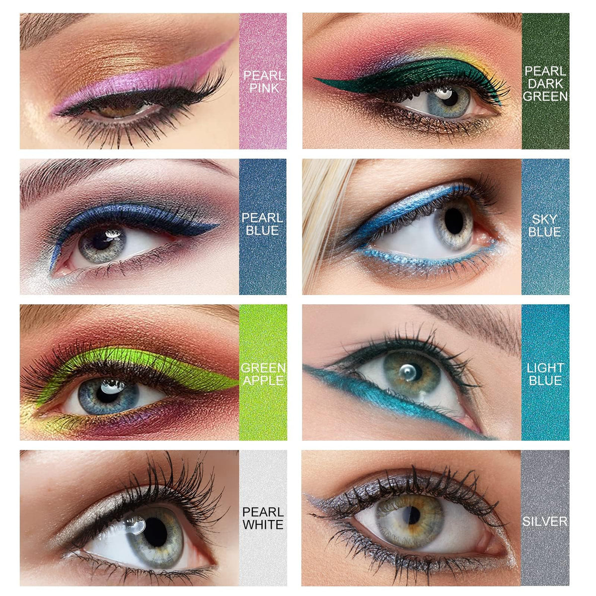 Ownest 14 Colors Eye Shadows Eyeliner Pen Set, Metallic Eyeliner Pencil Glitter Eye Liner for Women Eye Liner Professional Eye Makeup Set Colorful Eye Color