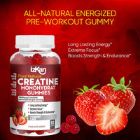 ProVita Health Creatine Monohydrate Gummies 4000mg for Men & Women - 60 Chewable Creatine Gummies Strawberry Flavoured Creatine | Pre Workout Gym Supplement| Vegan | (1 Months Supply) (1)