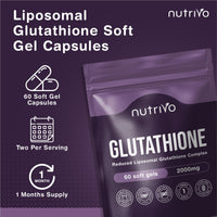 Nutrivo Liposomal Glutathione Supplement - 2000mg Complex Per Serving With Vitamin C, Collagen, Hyaluronic Acid & Phosphatidyl Choline | 60 Softgels - 1 Month Supply | Non-GMO & Third-Party Tested