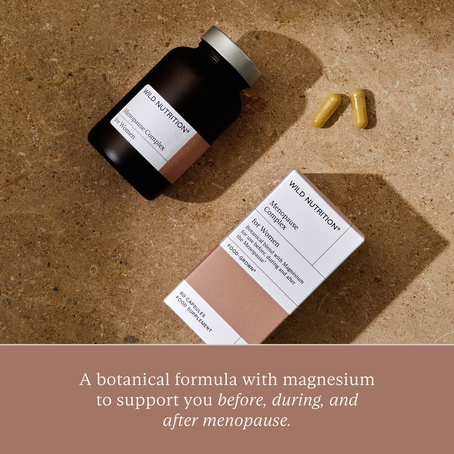 WILD NUTRITION Menopause Complex | Menopause Supplements to Support Hormonal Balance for Women | Magnesium, Ashwagandha, and Turmeric to Promote Healthy Bones, Muscles, and Joints | 60 Capsules