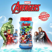 Avengers Kids 2-in-1 Bubble Bath & Shampoo - Gentle, Paraben-Free Bath & Hair Wash with Vitamin E & A, pH Balanced for Sensitive Skin - Lightly Scented, Safe for Children Aged 3+, 475ml