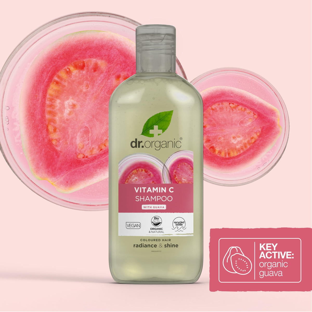 Dr. Organic Dr Organic Guava Shampoo, Vitamin C, Coloured Hair, Mens, Womens, Natural, Vegan, Cruelty-Free, Paraben & SLS-Free, Organic, 265ml, Packaging may vary