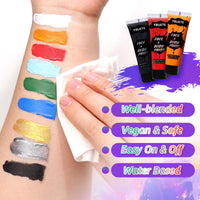 YBUETE Light Blue Face Body Paint, Professional Paint for Halloween Cosplay Costume Party, Full-coverage Multi-Color Cream Makeup Blendable Body Painting for Adults Halloween Cosplay SFX Makeup Paint