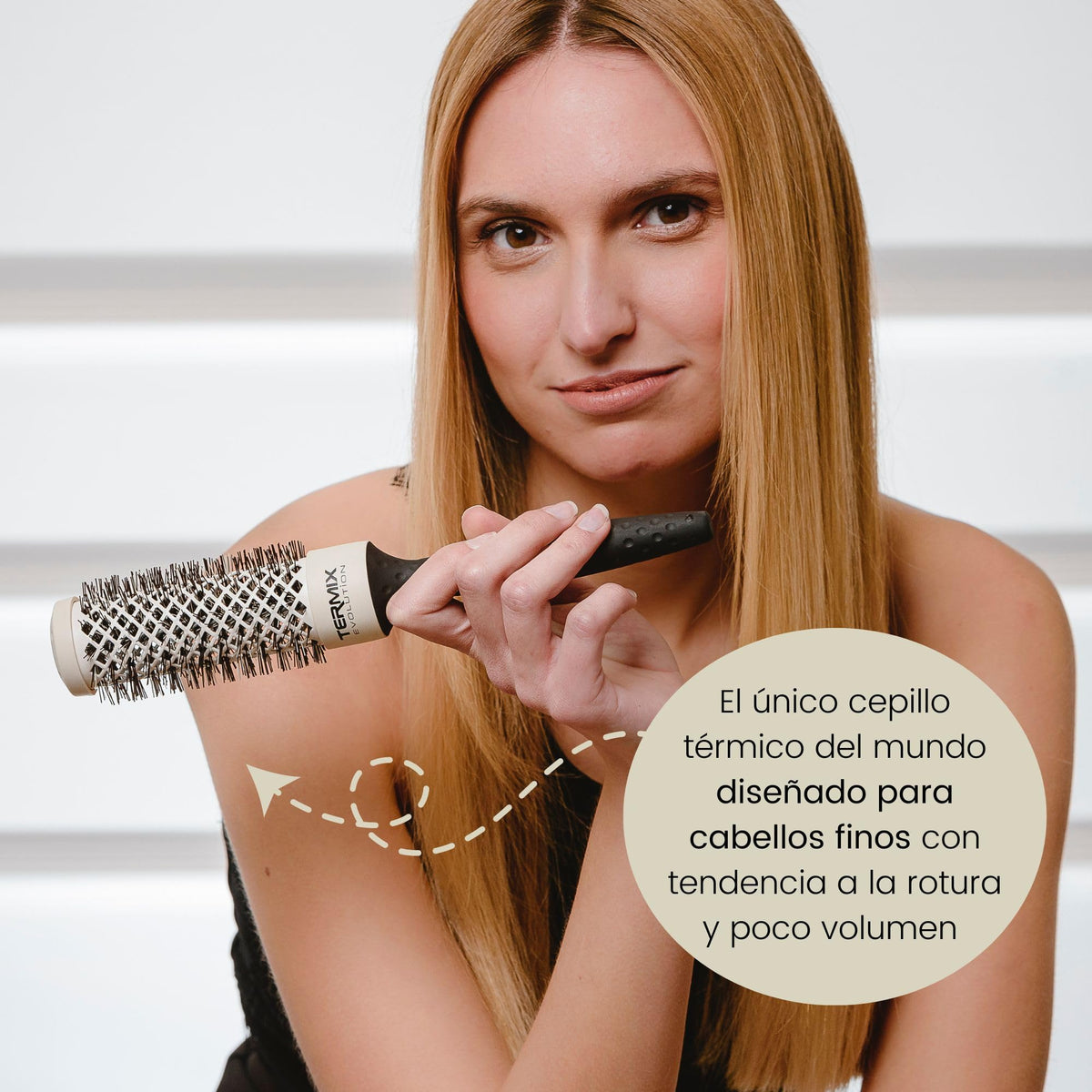 Termix Evolution Soft Ø 17 mm-Hairbrush for thin hair with ionized bristles specially for thin and delicate hair.
