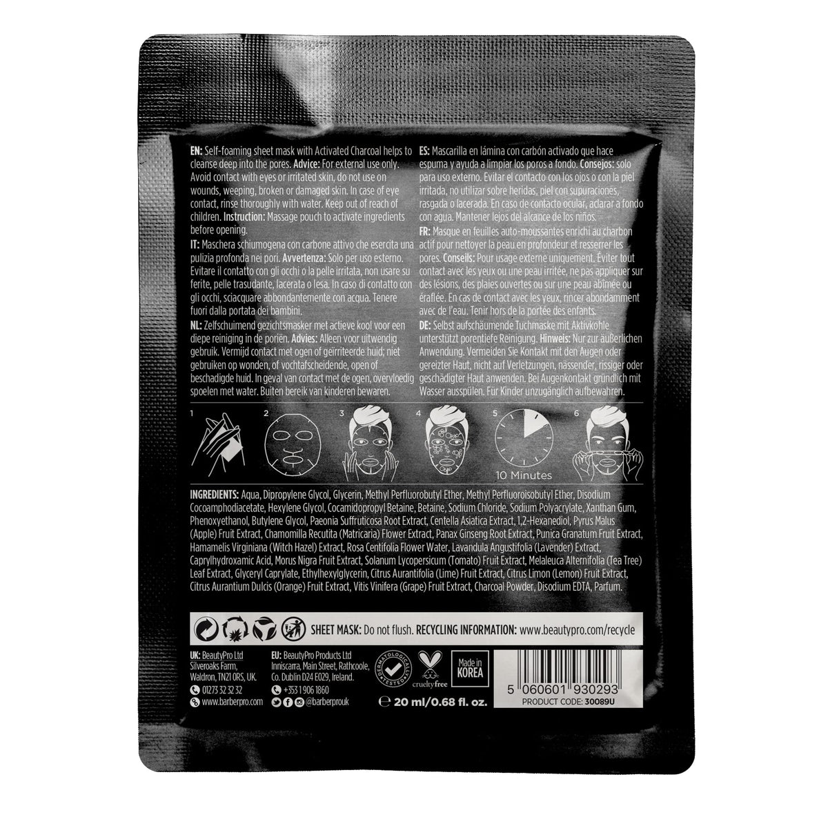 BARBER PRO Foaming Cleansing Mens Face Mask with Activated Charcoal | Deeply Cleansing, Firming, & Clarifying | Packed Full of Natural Ingredients | Face Masks Beauty | Face Care |