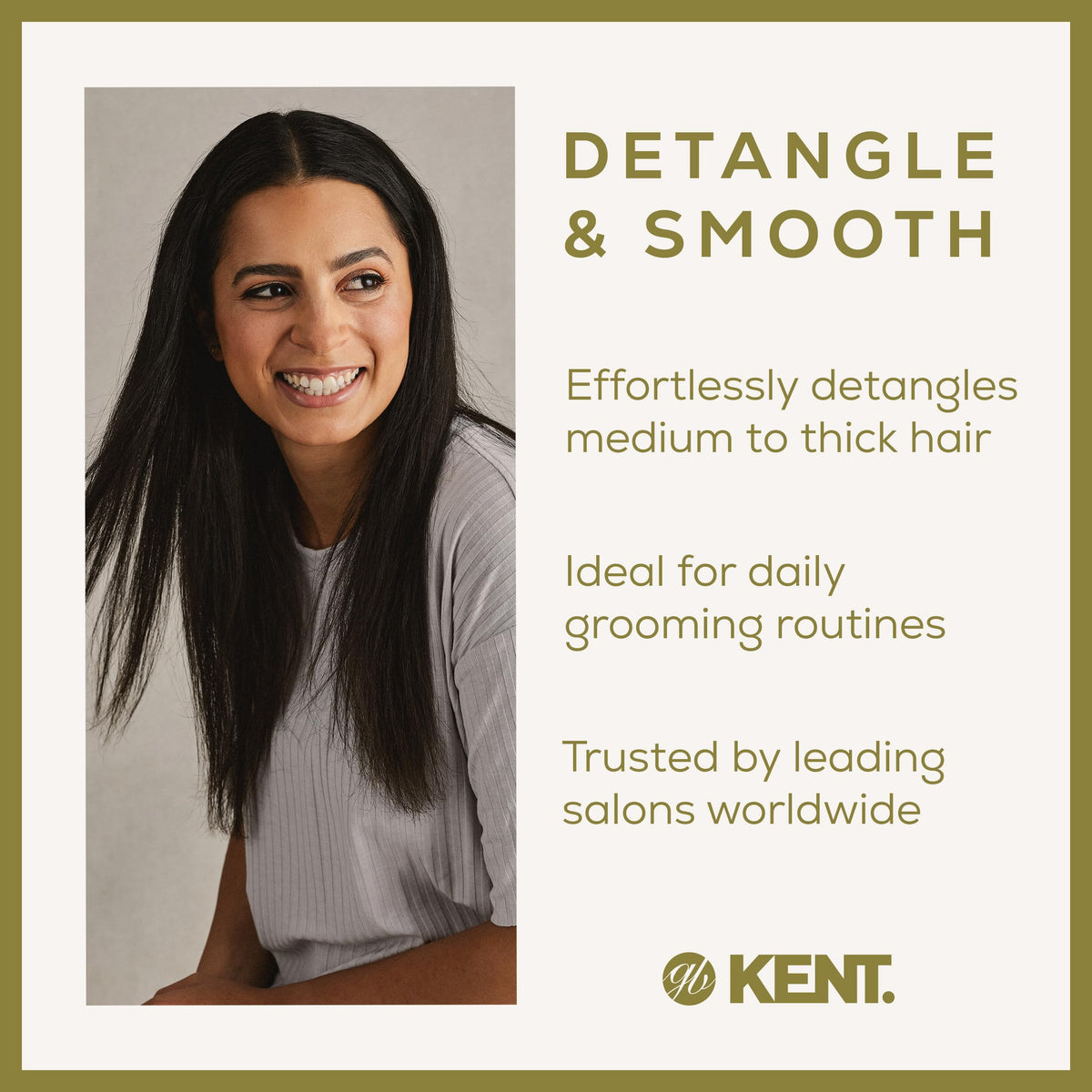 KENT Kent Brushes Handled Rake Comb SPC83 - Wide-Tooth Detangling Comb for Wet or Dry Hair, Strong Moulded Rubber with Easy-Grip Handle for Gentle, Tangle-Free Styling