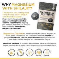 Magnesium Glycinate 2-in-1 with Himalayan Shilajit Minerals for Sleep, Relaxation & Natural Energy, High Strength Supplement - 90 Capsules Fulvic Acid Mineral Support Made in UK by Inner Vitality