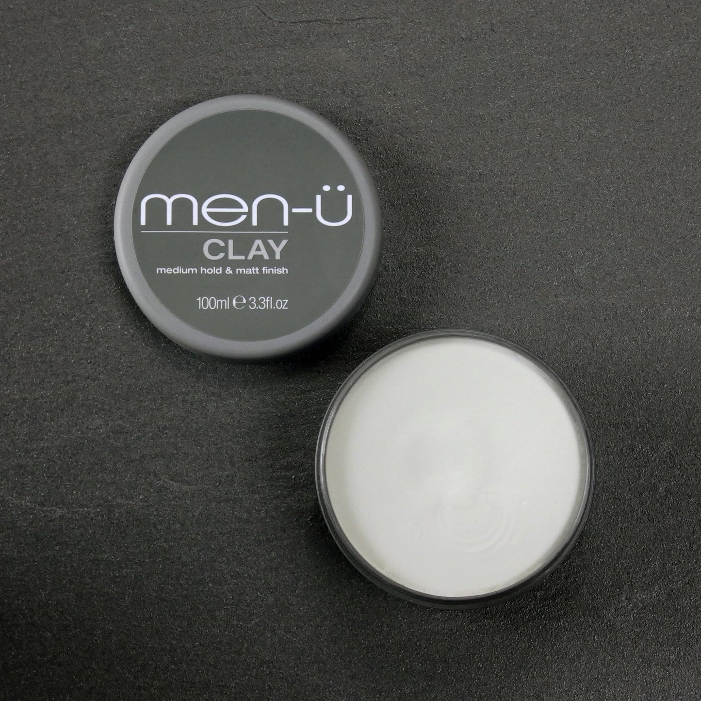 men-ü men-u hair CLAY 100ml, mens hair products – Great for matt, choppy and dishevelled styles. SIGNATURE WATERMELON FRAGRANCE - Mens hair wax w/medium hold & matt finish. Single walled 100ml styling puck