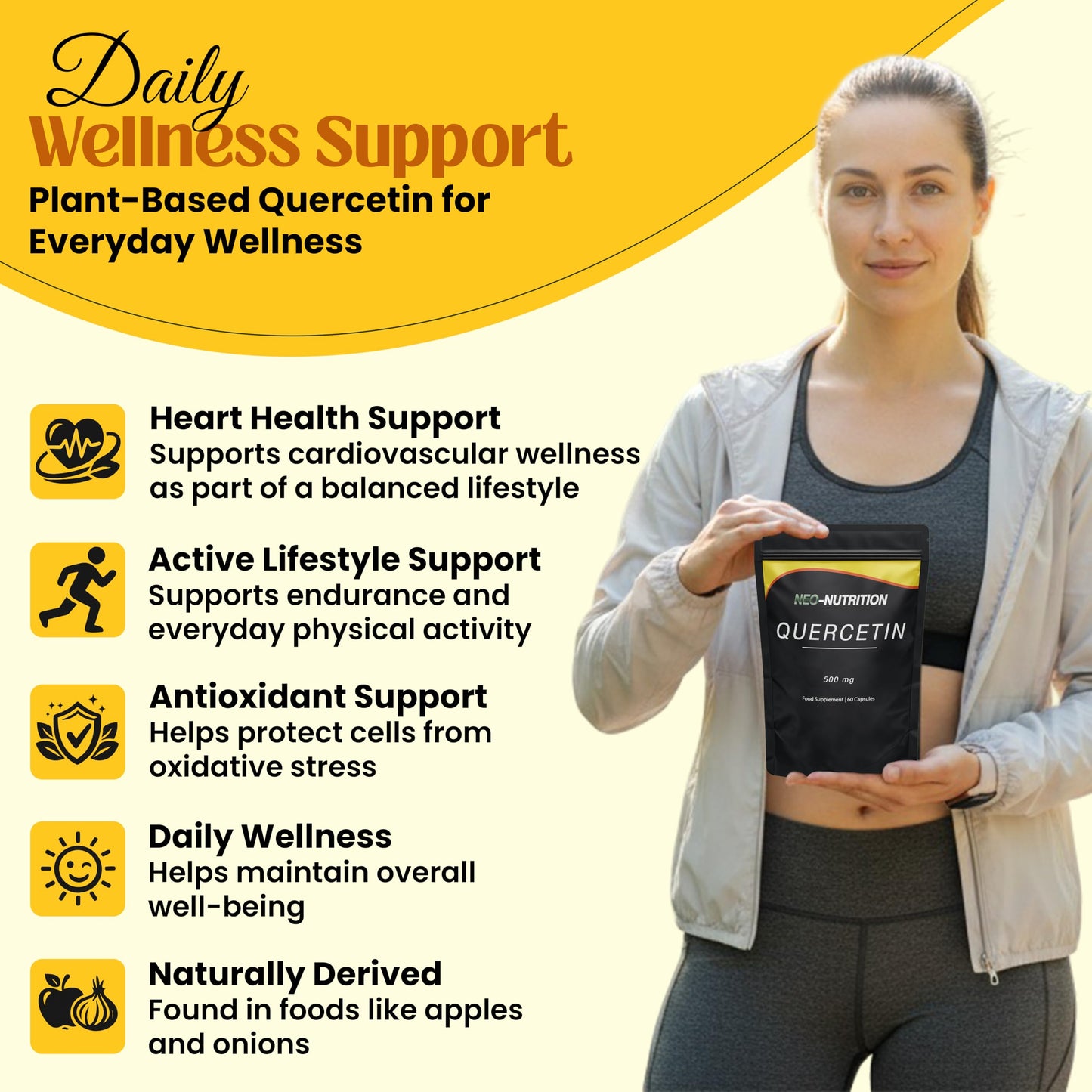 NEO-NUTRITION Pure Organic Quercetin - High Potency Quercetin Supplement for Antioxidant Support - Organic Quercitin Antioxidant Supplements for Immune Health & Energy Boost