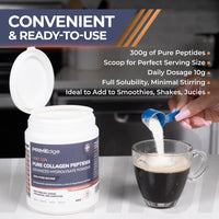 PRIMEdge Collagen Powder, Tasteless, Grass Fed, Collagen Peptides Supplement for Skin, Hair, Joints and Nail Support, Including 8 Essential Amino Acids (Type I, III), Halal & Kosher, 300g (30 Doses)