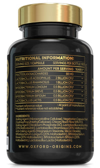 Oxford Origins Advanced Probiotics for Gut Health | Scientifically Formulated Pre & Probiotic Gut Health Supplements | 180 Specialised Capsules with 5 Billion Bacterial Cultures, 100 Billion CFU/g
