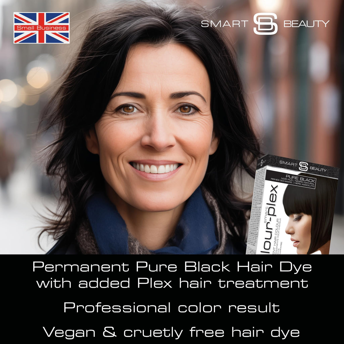 Pure Black Hair Dye Permanent with Anti-Breakage Plex Hair Care, Vegan Hair Dye & Cruelty-Free, 100% Grey Coverage, Natural Black Hair Colour, For All Hair Types. Smart Beauty