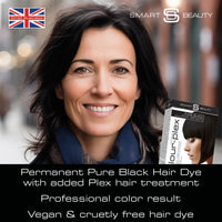 Pure Black Hair Dye Permanent with Anti-Breakage Plex Hair Care, Vegan Hair Dye & Cruelty-Free, 100% Grey Coverage, Natural Black Hair Colour, For All Hair Types. Smart Beauty