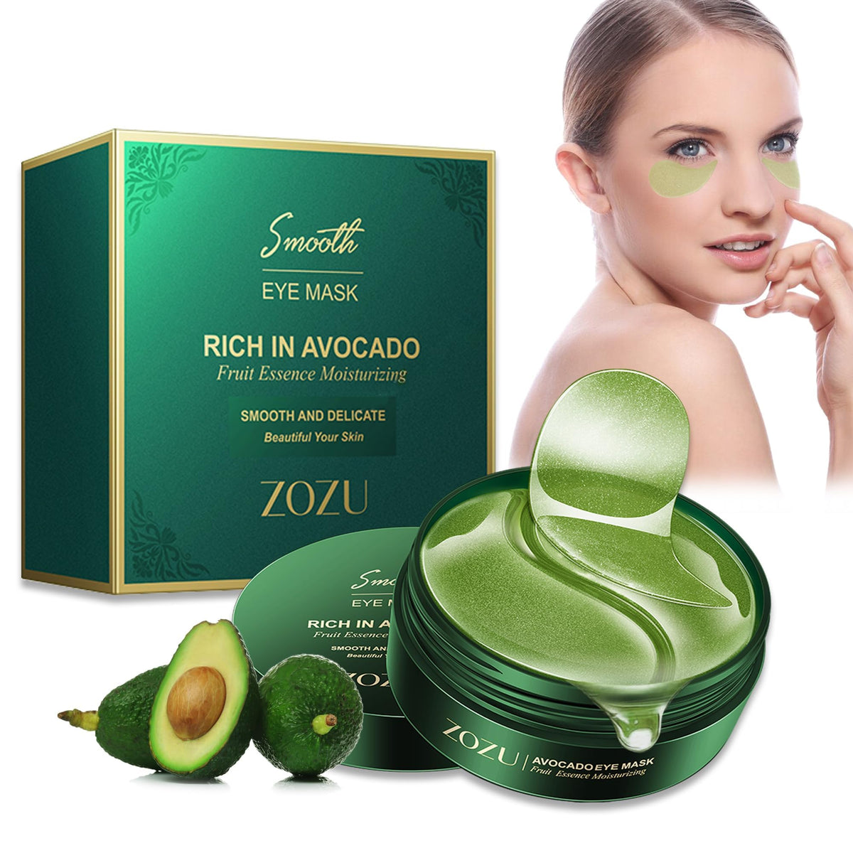 CGBOOM Under Eye Patches, Collagen Under Eye Mask, Dark Circles Under Eye Treatment, Puffy Eyes Bags Under Eyes Removal, Anti-Aging, Reduce Wrinkle, Skincare, Hydrating - 30 Pairs (Avocado)