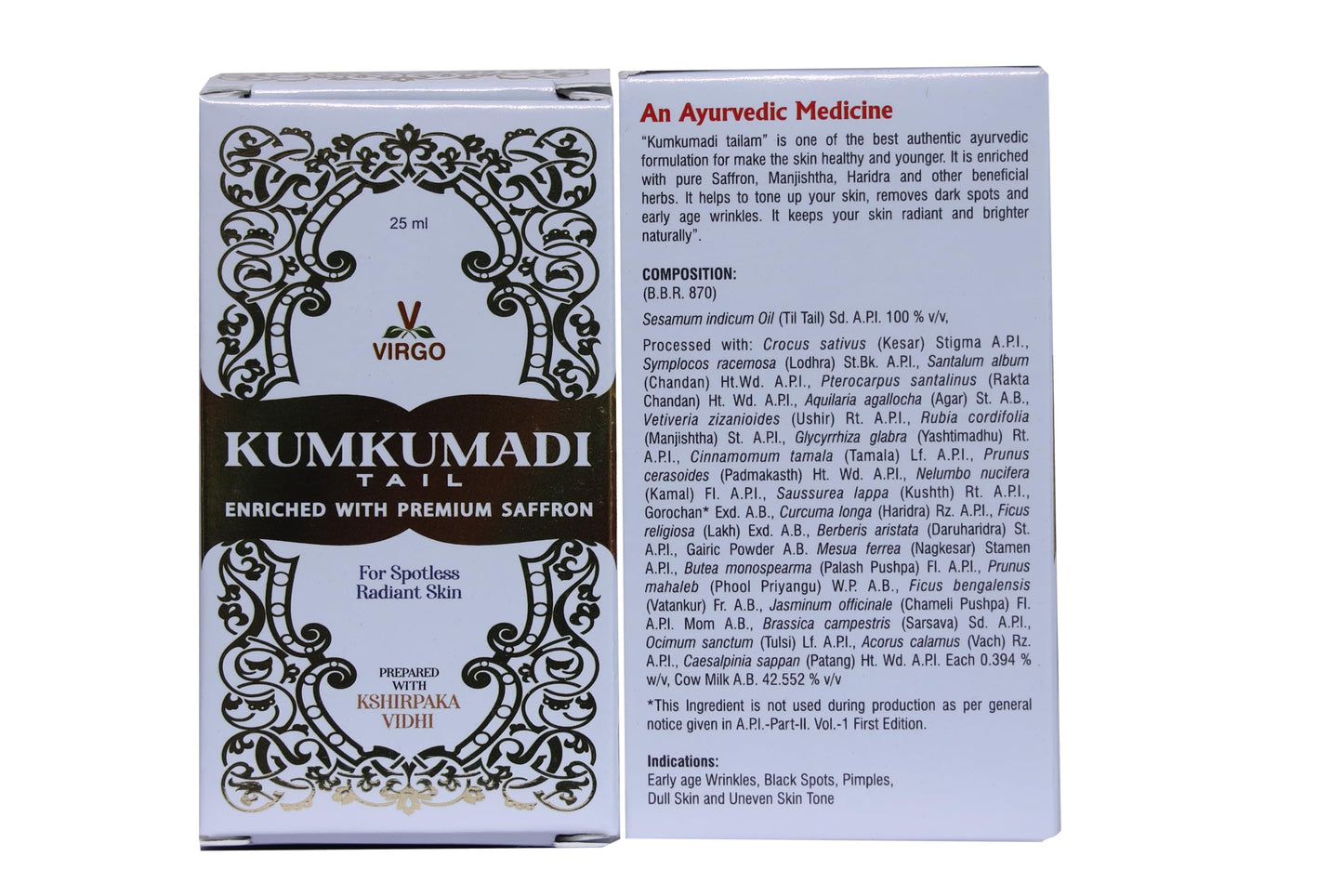 MAWANS Ayurveda’s Natural Kumkumadi Oil with Premium Saffron Herbal Made for Face & Skin 25ml - Early age wrintkles | Black spots | Pimples | Dull Skin | Uneven skin tone