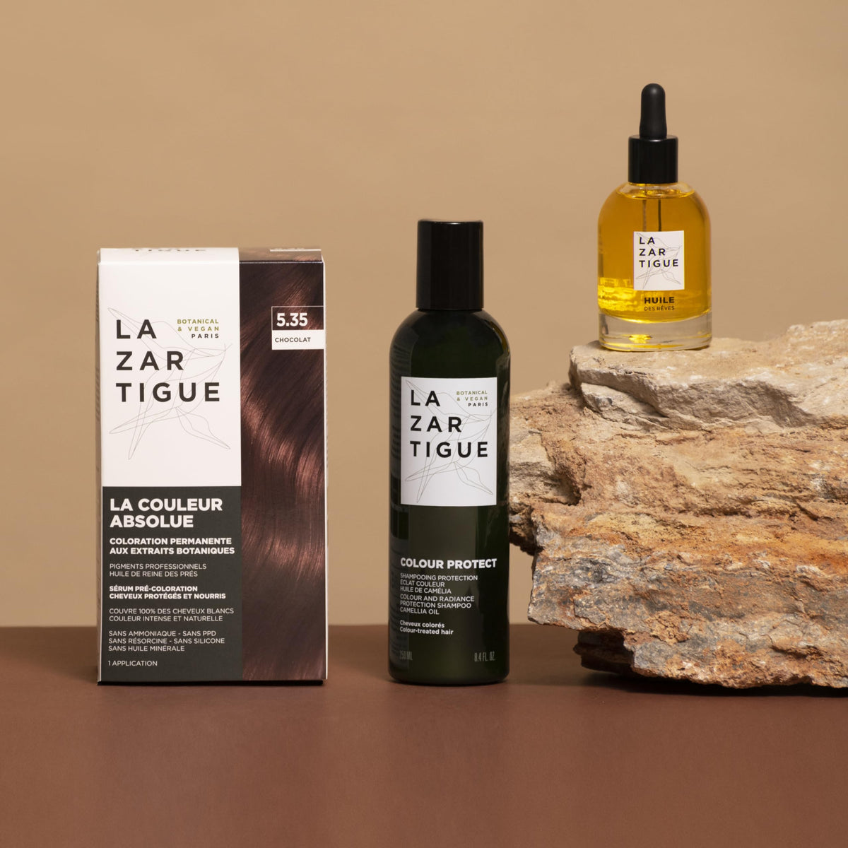 Lazartigue LAZARTIGUE LA COULEUR ABSOLUE - 5.00 Light Chestnut Permanent Haircolour, Ammonia-Free Vegan Formula with Botanical Extracts, 100% Grey Coverage, Hair Dye Kit for Home Use in 1 box