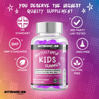 Intense Wellness INTENSE Wellness Multivitamin Gummies for Kids - Vegan Gummies with 14 Vitamins, Minerals, B6, B12 - Raspberry/Blueberry Flavour - Healthy Multi Gummies Boost Immunity, Bone Health, more - 120 Gummies