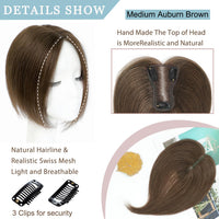 SEA SINGING Hair Toppers for Women Real Human Hair Toppers for Women with Thinning Hair Remy Toppers Hair Pieces for Women Human Hair clip on 100% Human Hair Toppers (10inch, HL-6#)