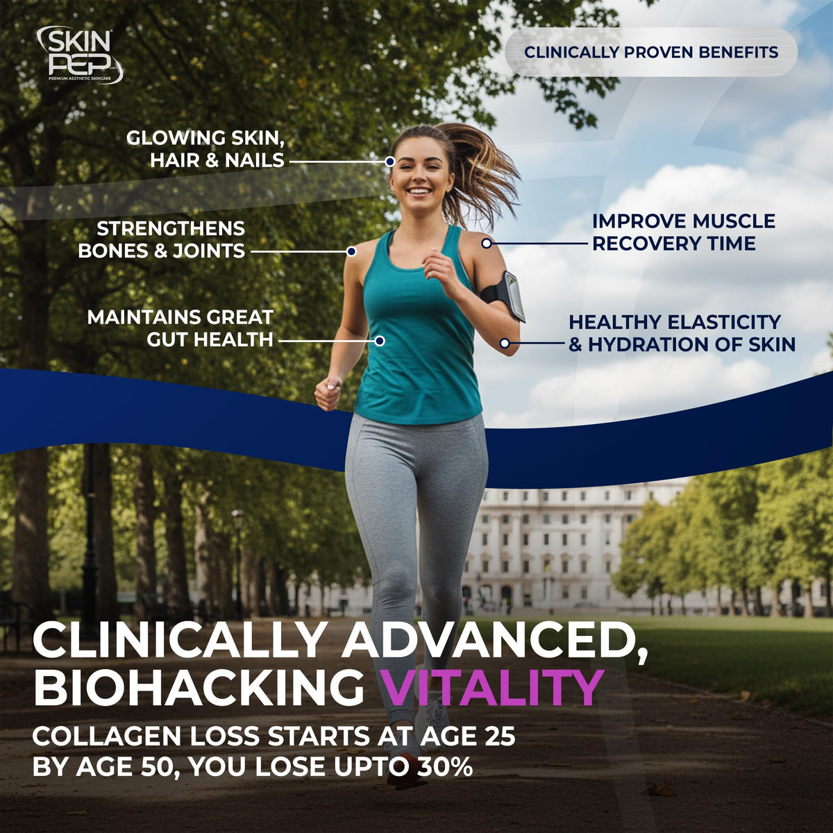 Bio-Active 100% Pure Bovine - SkinPep Hydrolysed Collagen Peptides 1080mg -120 Capsules | Vitamin C & Hyaluronic Acid | Grass-Fed, Halal Certified, Made in UK | Type I & III Skin, Hair & Joint Support
