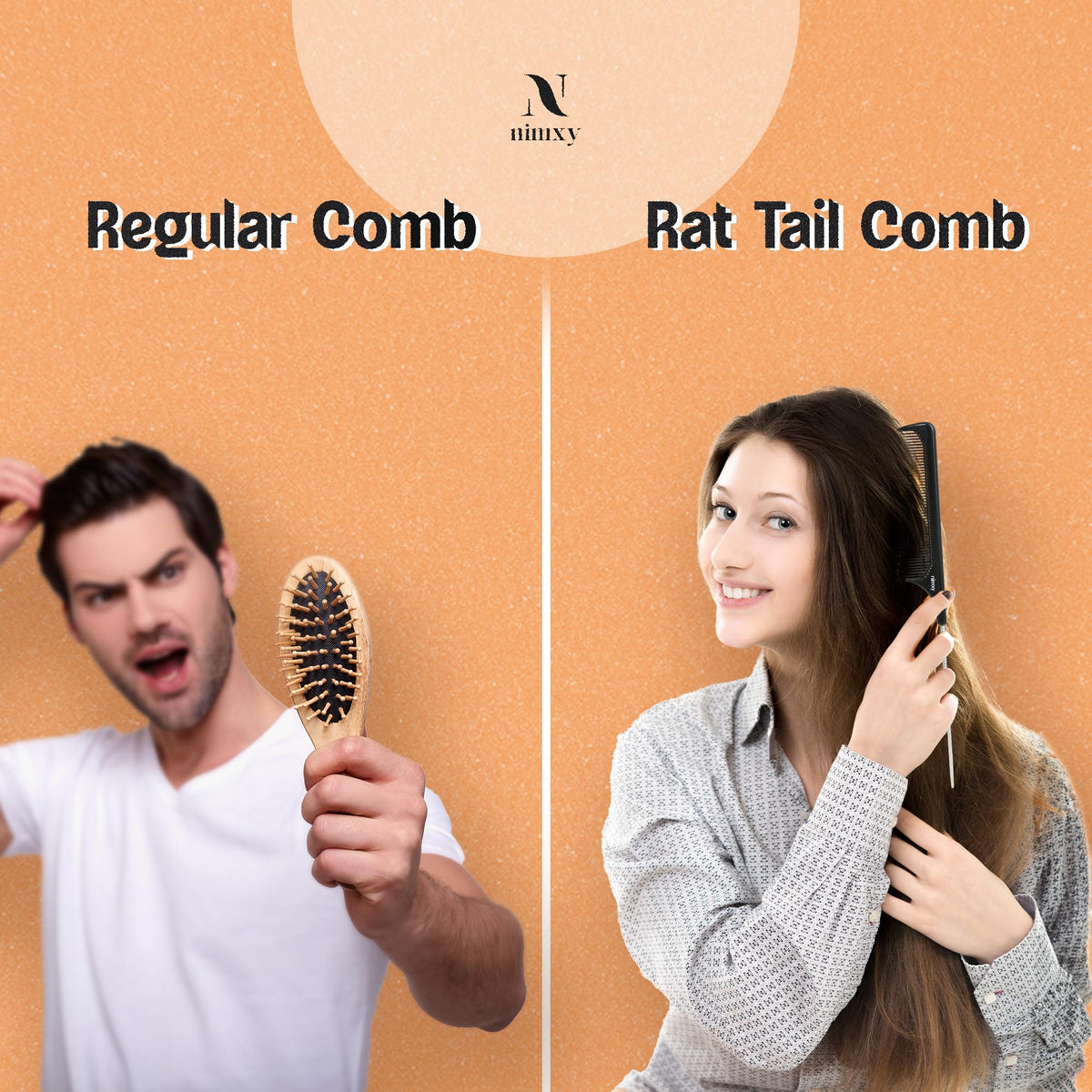 N Nimxy Nimxy Black Pin Tail Comb 1 Pc - Parting Rat Tail Hair for Hairdressing barber salon men women - Fine Tooth Comb with Stainless Steel