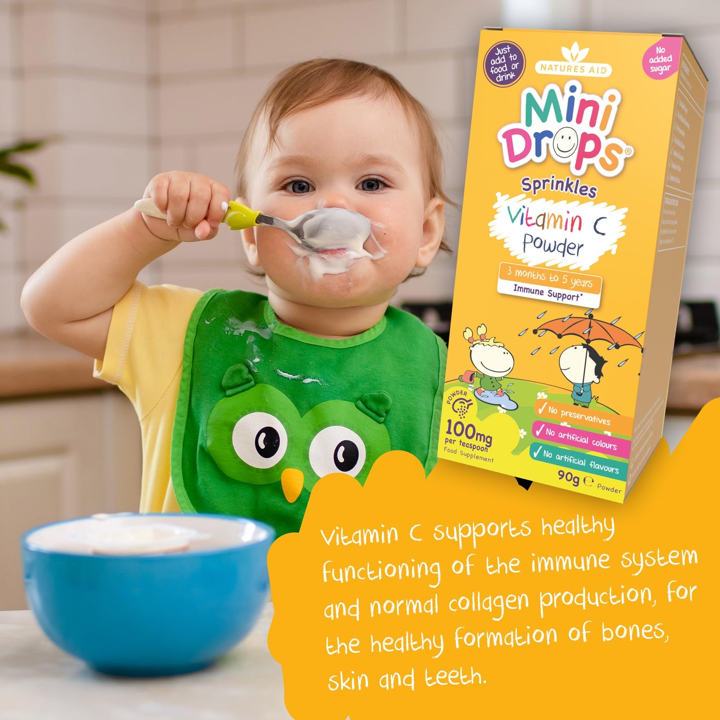 natures aid Natures Aid Mini Drops Sprinkles Vitamin C Powder for Infants & Children, 90g