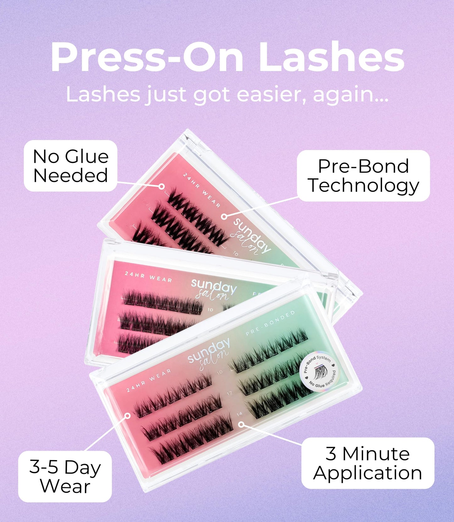 Lola's Lashes Press-On Lashes | Soft Wisp Starter Kit | Pre-Glued Wispy Lashes | Easy Application | Stick & Clamp Tools Included | 24 Hour Wear & Waterproof | 10-14mm
