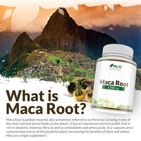 Nu U Nutrition - Maca Root Capsules 2500mg - 250mg of Maca Root per Capsule - 180 Vegan Capsules - 6 Month Supply - Maca Root Extract Supplement for Men & Women - Made in The UK