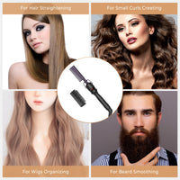 UKLISS Hot Comb for Wigs Afro Hair Beard Curly Hair Electric Copper Hot Comb Hair Straighteners Styling Appliances Heated Hair Press Comb Adjustable Temperature with LCD Display, Dark-Purple/Black