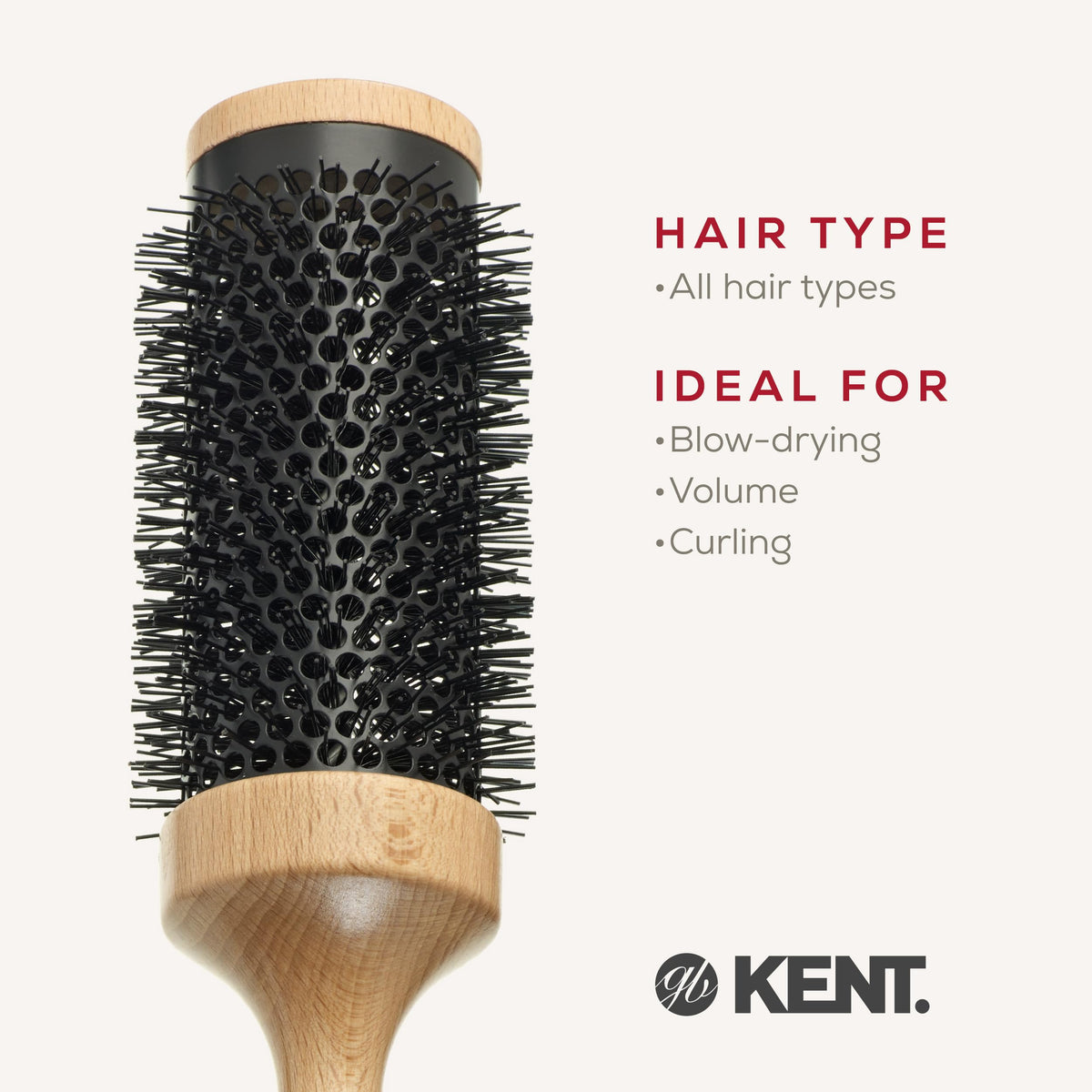 KENT Kent Brushes Perfect for Curling, 56mm Ceramic Radial PF13 Brush, Ideal for Straightening or Creating Curls for Long Hair, Ceramic Round Brush